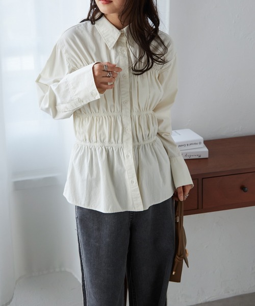 RANAN(ラナン)の「ビスチェデザインシャーリングシャツ(シャツ/ブラウス・レディース・アイボリー/ブルー/ネイビー・M/L/LL)」の6枚目の写真