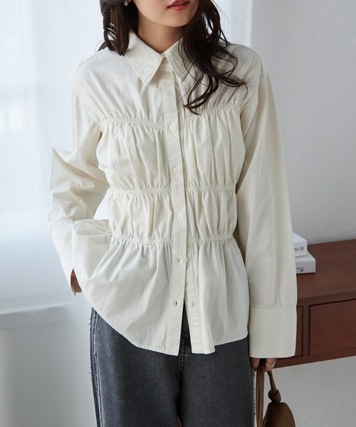 RANAN(ラナン)の「ビスチェデザインシャーリングシャツ(シャツ/ブラウス・レディース・アイボリー/ブルー/ネイビー・M/L/LL)」の5枚目の写真