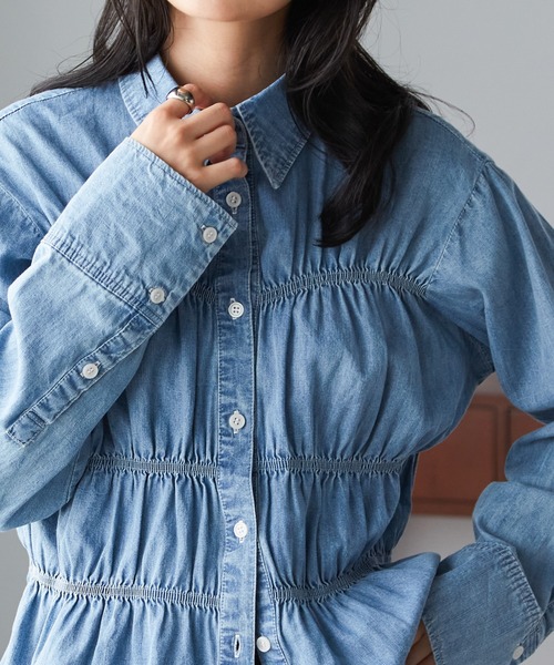 RANAN(ラナン)の「ビスチェデザインシャーリングシャツ(シャツ/ブラウス・レディース・アイボリー/ブルー/ネイビー・M/L/LL)」の9枚目の写真
