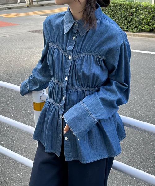 RANAN(ラナン)の「ビスチェデザインシャーリングシャツ(シャツ/ブラウス・レディース・アイボリー/ブルー/ネイビー・M/L/LL)」の10枚目の写真