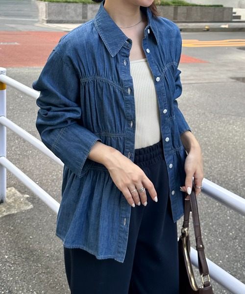 RANAN(ラナン)の「ビスチェデザインシャーリングシャツ(シャツ/ブラウス・レディース・アイボリー/ブルー/ネイビー・M/L/LL)」の11枚目の写真