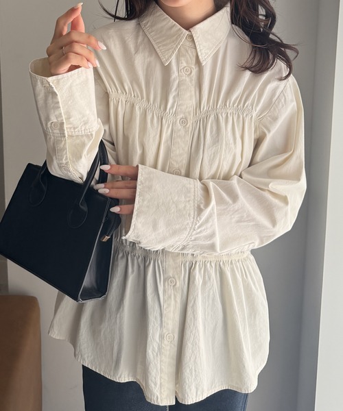 RANAN(ラナン)の「ビスチェデザインシャーリングシャツ(シャツ/ブラウス・レディース・アイボリー/ブルー/ネイビー・M/L/LL)」の15枚目の写真