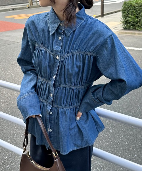 RANAN(ラナン)の「ビスチェデザインシャーリングシャツ(シャツ/ブラウス・レディース・アイボリー/ブルー/ネイビー・M/L/LL)」の22枚目の写真
