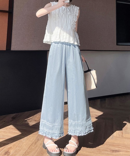 ONEP STAR(ワンピスター)の「裾レースデザインペチパンツ(その他パンツ・レディース・ネイビー/ベージュ/ホワイト/ライトブルー/チェック・MEDIUM/LARGE/X-LARGE)」の17枚目の写真