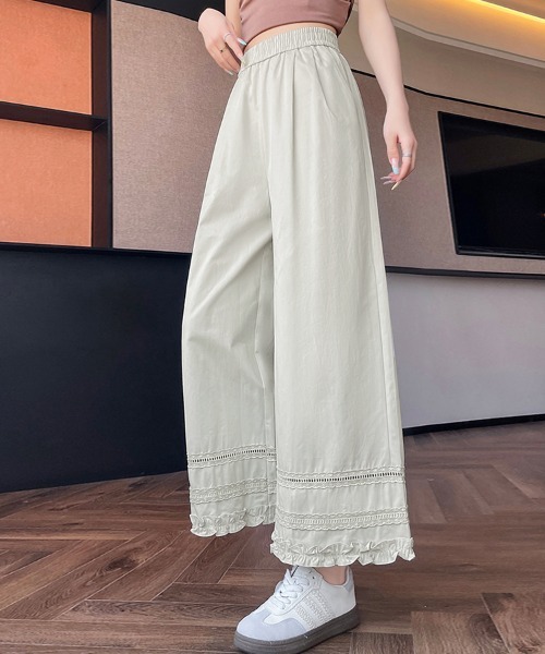 ONEP STAR(ワンピスター)の「裾レースデザインペチパンツ(その他パンツ・レディース・ネイビー/ベージュ/ホワイト/ライトブルー/チェック・MEDIUM/LARGE/X-LARGE)」の12枚目の写真
