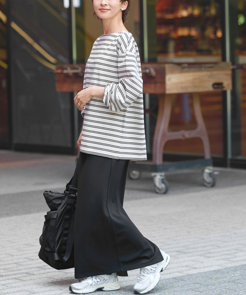 JOURNAL STANDARD relume（ジャーナルスタンダード　レリューム）の「バスクボーダープルオーバー（Tシャツ/カットソー・レディース・ネイビー/ダークブルー/ボルドー/アイボリー・FREE）」の6枚目の写真