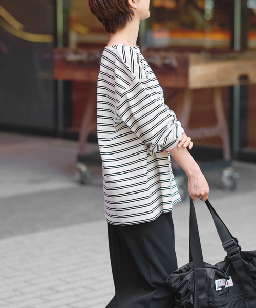 JOURNAL STANDARD relume（ジャーナルスタンダード　レリューム）の「バスクボーダープルオーバー（Tシャツ/カットソー・レディース・ネイビー/ダークブルー/ボルドー/アイボリー・FREE）」の9枚目の写真