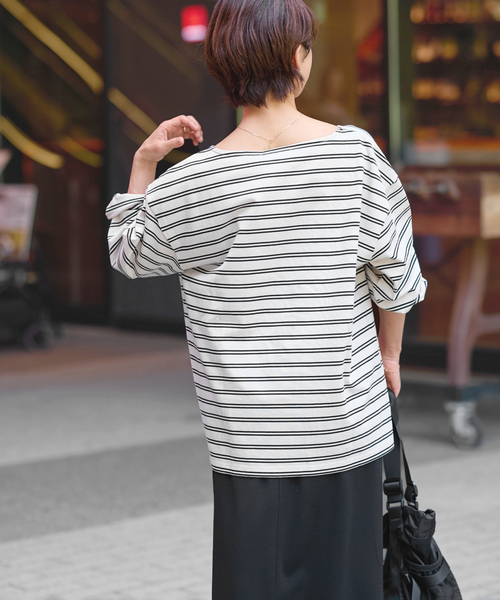 JOURNAL STANDARD relume（ジャーナルスタンダード　レリューム）の「バスクボーダープルオーバー（Tシャツ/カットソー・レディース・ネイビー/ダークブルー/ボルドー/アイボリー・FREE）」の10枚目の写真