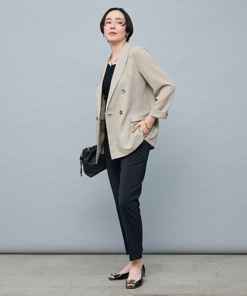 NOLLEY’S Sophi（ノーリーズソフィ）の「ウォッシャブルボイルシアーダブルジャケット（テーラードジャケット・レディース・ダークブラウン/ベージュ・38/36/34）」の4枚目の写真