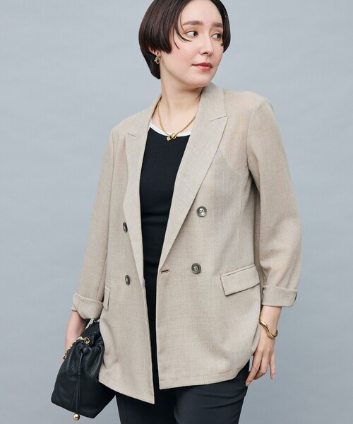 NOLLEY’S Sophi（ノーリーズソフィ）の「ウォッシャブルボイルシアーダブルジャケット（テーラードジャケット・レディース・ダークブラウン/ベージュ・38/36/34）」の8枚目の写真