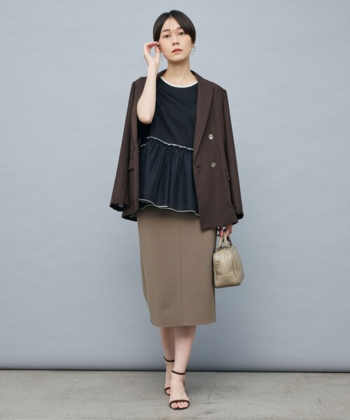 NOLLEY’S Sophi（ノーリーズソフィ）の「ウォッシャブルボイルシアーダブルジャケット（テーラードジャケット・レディース・ダークブラウン/ベージュ・38/36/34）」の14枚目の写真