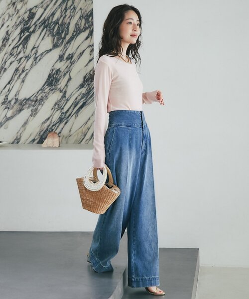 La boutique BonBon(ラブティックボンボン)の「【KAZUMI監修カラーあり】フロッキーチュール前後2WAYカットソー(Tシャツ/カットソー・レディース・オフホワイト/ブラック/ピンク・FREE)」の9枚目の写真