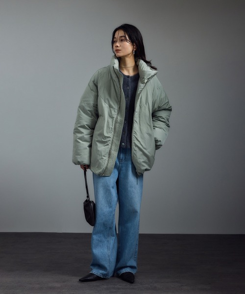 GREENDOWN（グリーンダウン）]撥水加工スタンドカラーダウンジャケット