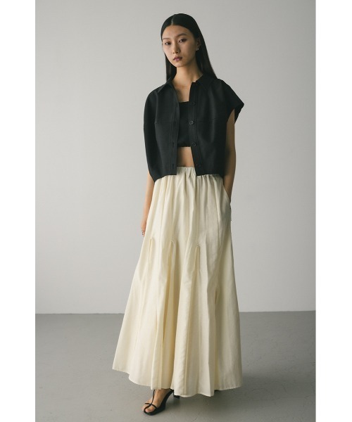STYLEMIXER（スタイルミキサー）の「ピンタックパネルフレアスカート（スカート・レディース・ブラック/イエロー/アイボリー・SMALL/MEDIUM）」の4枚目の写真