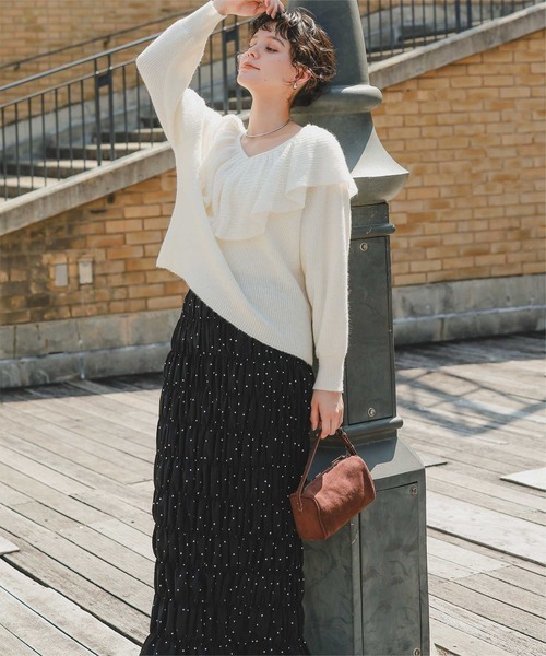 titivate（ティティベイト）の「シャーリングIラインスカート（スカート・レディース・アイボリー/ブラック/ブラック系その他・S/L/M）」の11枚目の写真