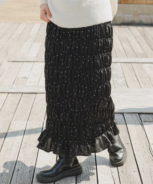 titivate（ティティベイト）の「シャーリングIラインスカート（スカート・レディース・アイボリー/ブラック/ブラック系その他・S/L/M）」の14枚目の写真