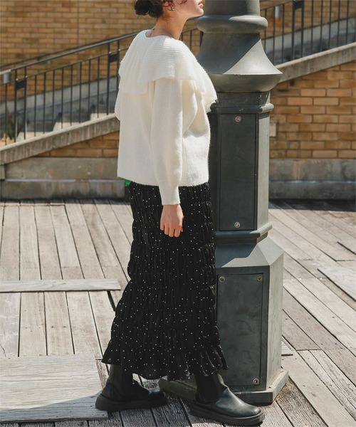 titivate（ティティベイト）の「シャーリングIラインスカート（スカート・レディース・アイボリー/ブラック/ブラック系その他・S/L/M）」の15枚目の写真