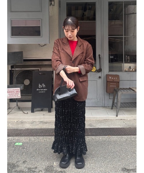 titivate（ティティベイト）の「シャーリングIラインスカート（スカート・レディース・アイボリー/ブラック/ブラック系その他・S/L/M）」の6枚目の写真