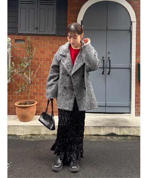 titivate（ティティベイト）の「シャーリングIラインスカート（スカート・レディース・アイボリー/ブラック/ブラック系その他・S/L/M）」の7枚目の写真