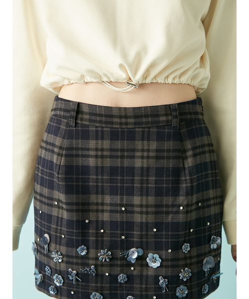 L.B CANDY STOCK]フラワービジューミニスカート（スカート）｜LILY