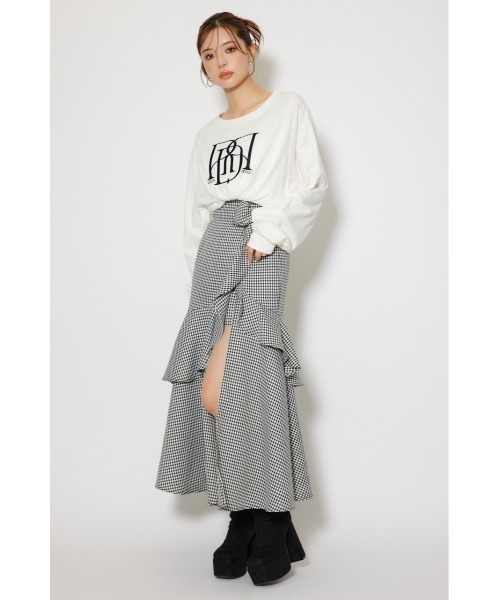 rienda（リエンダ）の「【WEB限定】RDロゴロングTシャツ 秋服　ロンT（Tシャツ/カットソー・レディース・ブラック/ピンク系その他/ホワイト・FREE）」の9枚目の写真