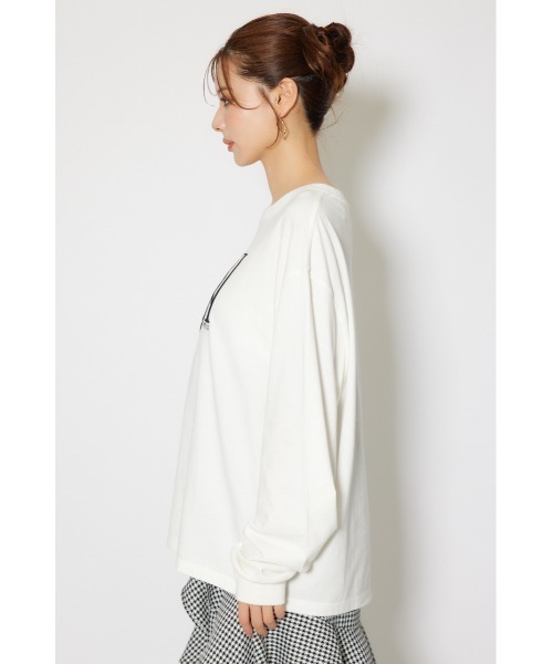 rienda（リエンダ）の「【WEB限定】RDロゴロングTシャツ 秋服　ロンT（Tシャツ/カットソー・レディース・ブラック/ピンク系その他/ホワイト・FREE）」の11枚目の写真