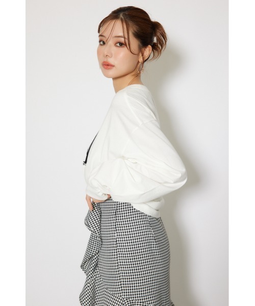 rienda（リエンダ）の「【WEB限定】RDロゴロングTシャツ 秋服　ロンT（Tシャツ/カットソー・レディース・ブラック/ピンク系その他/ホワイト・FREE）」の7枚目の写真