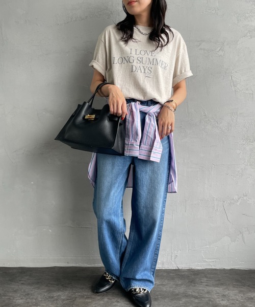 AMERICANA（アメリカーナ）の「[Americana/アメリカーナ] バックプリントロゴＴシャツ（Tシャツ/カットソー・レディース・オートミール/ダークグレー/ベージュ・ONE SIZE）」の9枚目の写真