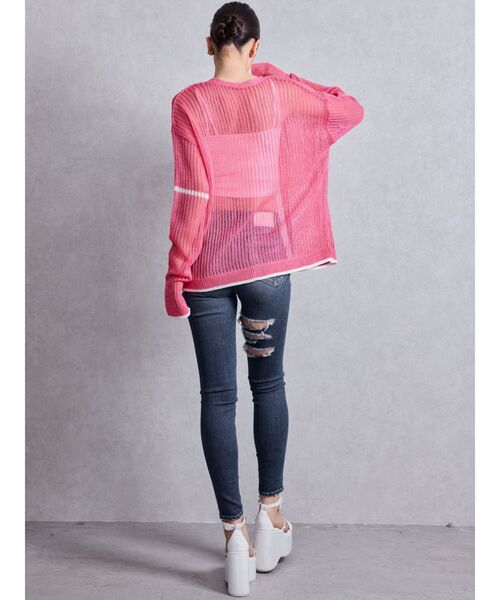 GYDA(ジェイダ)の「ミドルウエストSIDE CUT INNER DAMAGEスキニーデニムパンツ(デニムパンツ・レディース・ライトブルー/ブルー・MEDIUM/X-SMALL/SMALL)」の7枚目の写真