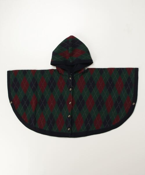 アーガイル ウール フーデッド ポンチョ（ポンチョ）｜POLO