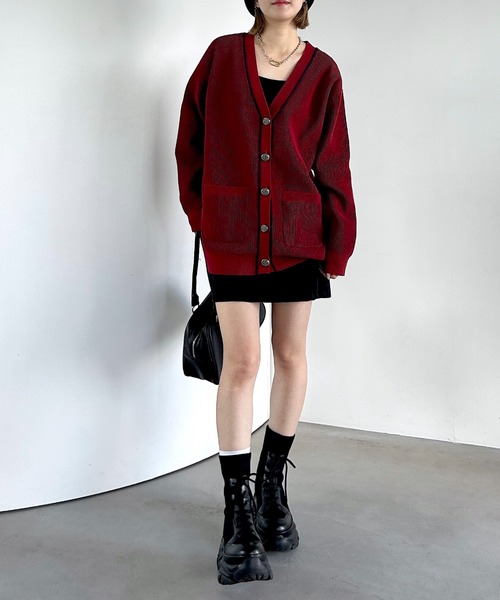 PAGEBOY（ページボーイ）の「ライトモールストライプリブVカーディガン（カーディガン/ボレロ・レディース・オフホワイト/ブラック/ブラウン/レッド系その他・FREE）」の21枚目の写真