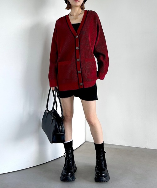 PAGEBOY（ページボーイ）の「ライトモールストライプリブVカーディガン（カーディガン/ボレロ・レディース・オフホワイト/ブラック/ブラウン/レッド系その他・FREE）」の22枚目の写真