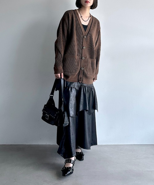 PAGEBOY（ページボーイ）の「ライトモールストライプリブVカーディガン（カーディガン/ボレロ・レディース・オフホワイト/ブラック/ブラウン/レッド系その他・FREE）」の16枚目の写真