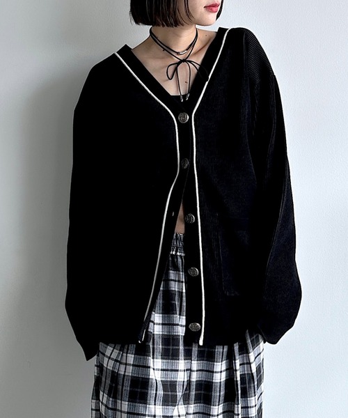 PAGEBOY（ページボーイ）の「ライトモールストライプリブVカーディガン（カーディガン/ボレロ・レディース・オフホワイト/ブラック/ブラウン/レッド系その他・FREE）」の14枚目の写真