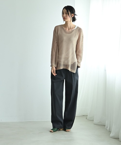 STYLE DELI(スタイルデリ)の「【BLK001】エアリーシルエットのメッシュニット(ニット/セーター・レディース・アイボリー/ベージュ・FREE)」の11枚目の写真
