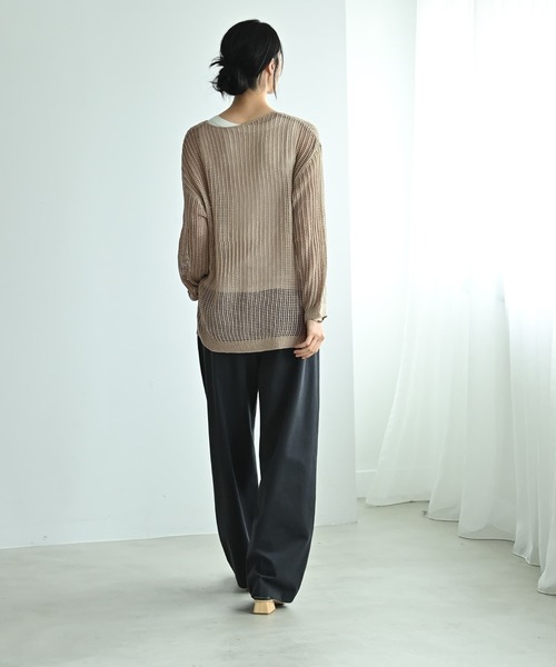 STYLE DELI(スタイルデリ)の「【BLK001】エアリーシルエットのメッシュニット(ニット/セーター・レディース・アイボリー/ベージュ・FREE)」の12枚目の写真
