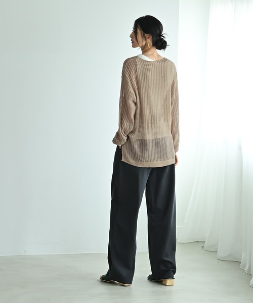 STYLE DELI(スタイルデリ)の「【BLK001】エアリーシルエットのメッシュニット(ニット/セーター・レディース・アイボリー/ベージュ・FREE)」の15枚目の写真