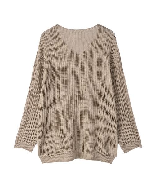 STYLE DELI(スタイルデリ)の「【BLK001】エアリーシルエットのメッシュニット(ニット/セーター・レディース・アイボリー/ベージュ・FREE)」の22枚目の写真
