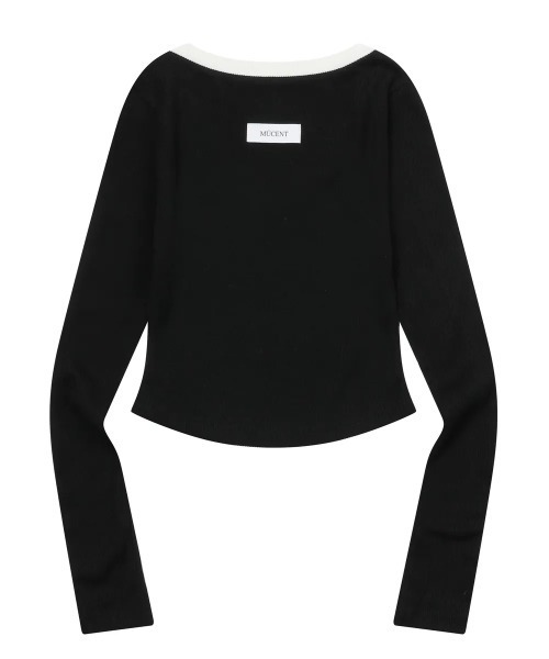 MUCENT（ムセント）の「◇MUCENT◇ブランド直輸入正規品/バインディング トラック ライン Vネック T BINDING TRACK LINE V-NECK T（Tシャツ/カットソー・レディース・ネイビー/ブラック・FREE）」の13枚目の写真