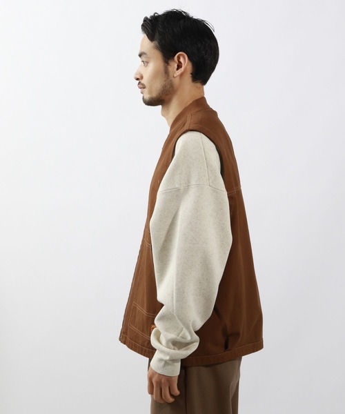 BAYFLOW（ベイフロー）の「オーバーダイワークベスト（ベスト・メンズ・チャコールグレー/ブラウン・FREE）」の6枚目の写真