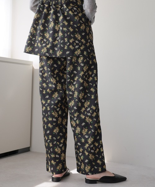 PRISTINE 新品ミモザミモザ柄ギャザーパンツ Samansa Mos2（サマンサ モスモス）の「柄アソートウエストタック
