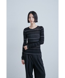 ミースロエ　クルーネック　ニット　ブラック ミースロエ クルーネック ニット ブラック シアーリブクルー
