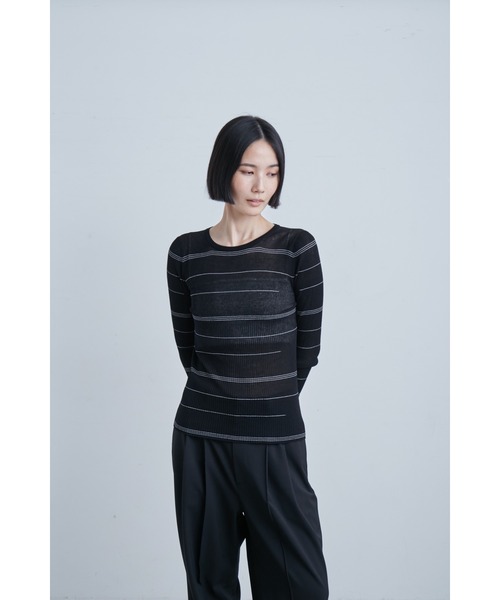 ミースロエ　クルーネック　ニット　ブラック MIESROHE（ミースロエ）の「シアーリブクルーネックNT（ニット