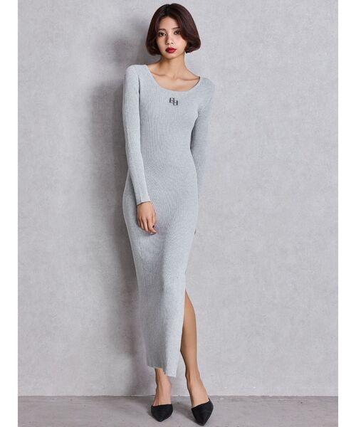 GYDA（ジェイダ）の「GGプレート long sleeve LONGニットワンピース（ワンピース・レディース・ブラック/シルバー・FREE）」の6枚目の写真