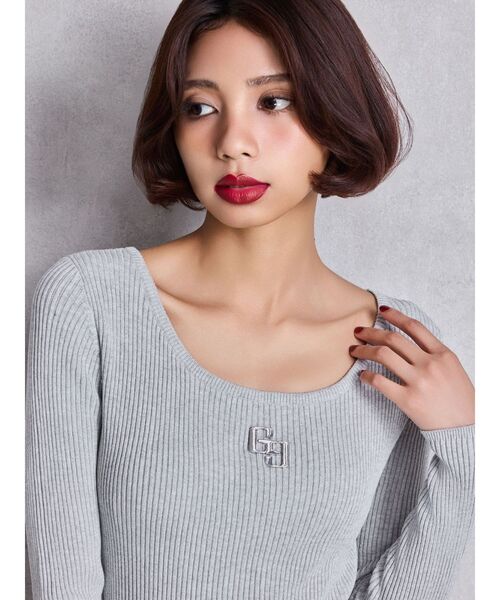 GYDA（ジェイダ）の「GGプレート long sleeve LONGニットワンピース（ワンピース・レディース・ブラック/シルバー・FREE）」の9枚目の写真