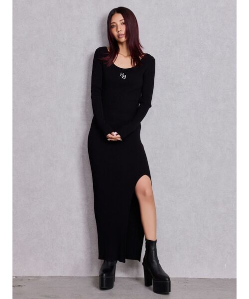 GYDA（ジェイダ）の「GGプレート long sleeve LONGニットワンピース（ワンピース・レディース・ブラック/シルバー・FREE）」の10枚目の写真