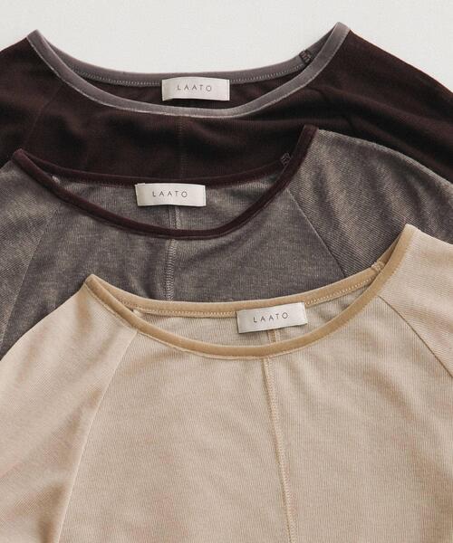 LAATO(ラート)の「piping velor sheer tee(Tシャツ/カットソー・レディース・グレー/ブラウン/ライトグレー・FREE)」の17枚目の写真