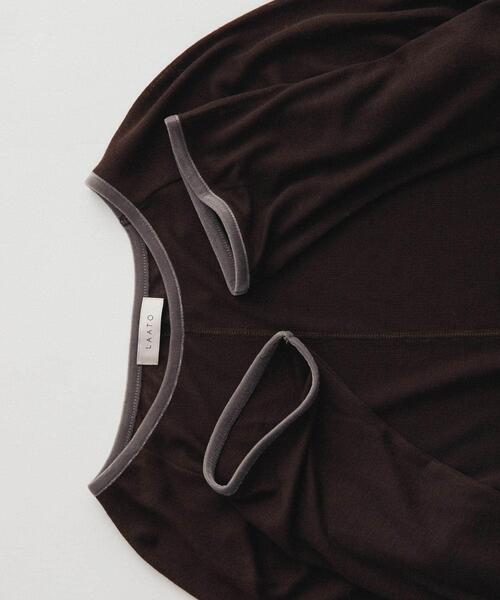 LAATO(ラート)の「piping velor sheer tee(Tシャツ/カットソー・レディース・グレー/ブラウン/ライトグレー・FREE)」の10枚目の写真
