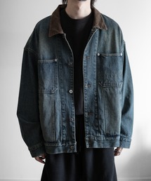 【RUUBON】corduroy collar denim coverall / コーデュロイカラーデニムカバーオール