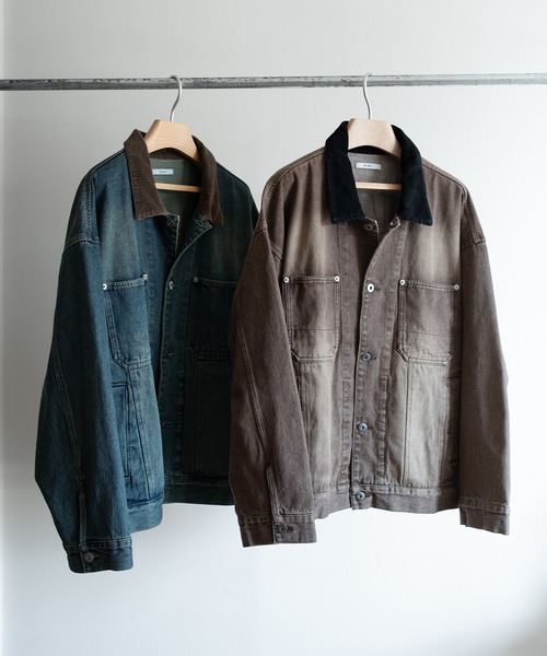 RUUBON(ルーボン)の「【RUUBON】corduroy collar denim coverall / コーデュロイカラーデニムカバーオール(カバーオール・メンズ・ネイビー/ブラウン・L/M/S)」の19枚目の写真